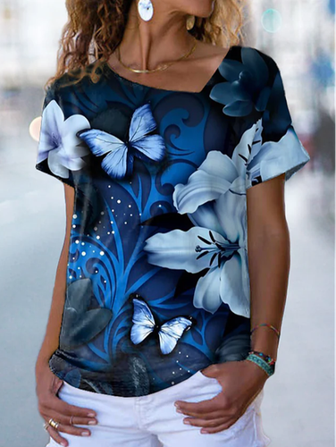 Regular Fit Butterfly Casual T-Shirt - Just Fashion Now - Modalova