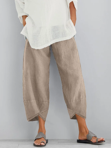 Plain Loosen Cotton Casual Elastic Band Pants - Just Fashion Now - Modalova