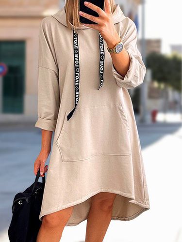 Loose Plain Swearthshirt Dress - Modetalente - Modalova