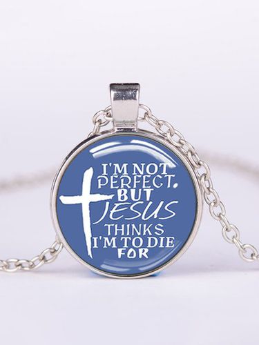 I'm Not Perfect Phrase Letters Gemstone Necklace - Just Fashion Now - Modalova