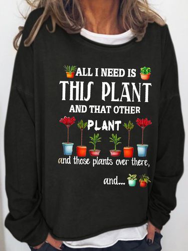 Womens Funny Plant Lover Letter Casual Sweatshirt - Modetalente - Modalova