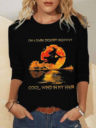Women On A Dark Desert Highway Cool Wind In My Hair Halloween Text Letters Top - Modetalente - Modalova
