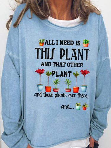 Womens Funny Plant Lover Letter Casual Sweatshirt - Modetalente - Modalova