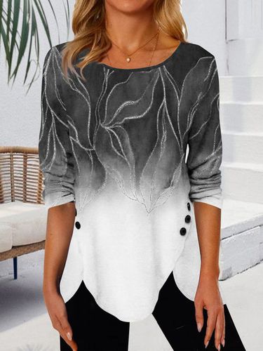 Gradient tulip-shaped hem button loose tunic T-shirt - Just Fashion Now UK - Modalova