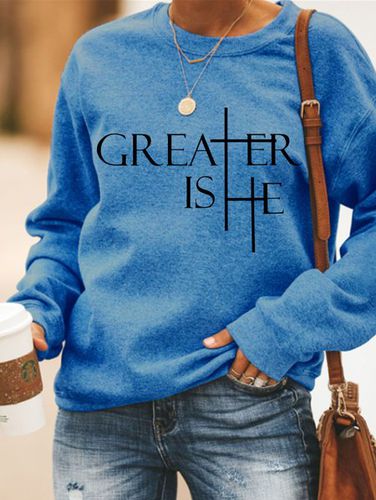 Greater Is He Cross Women's Sweatshirt - Just Fashion Now - Modalova