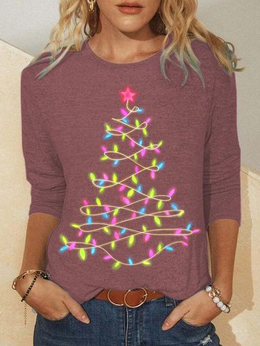 Womens Christmas Tree Light Crew Neck Top - Just Fashion Now - Modalova