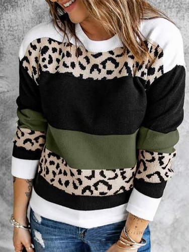 Long Sleeve Color Block Casual Sweater - Modetalente - Modalova