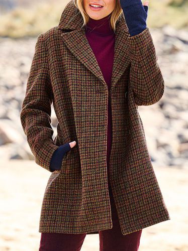 Woolen Casual Plaid Overcoat - Just Fashion Now UK - Modalova
