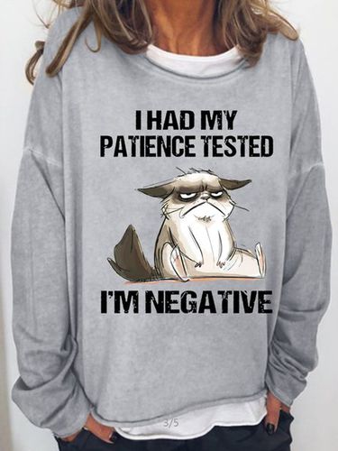 Womens I Had My Patience Tested I'm Negative Cat Funny Sarcasm Casual Sweatshirt - Modetalente - Modalova