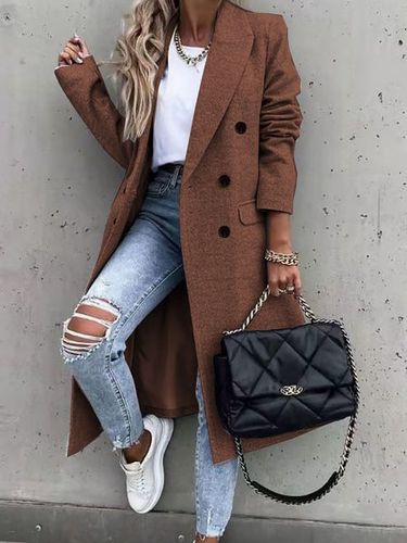 Loose Lapel Collar Casual Overcoat - Modetalente - Modalova