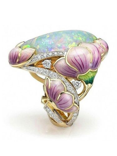 Enamel Opal Painted Ring - Modetalente - Modalova