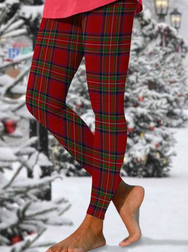 Womens Casual Christmas Plaid Leggings - Just Fashion Now - Modalova