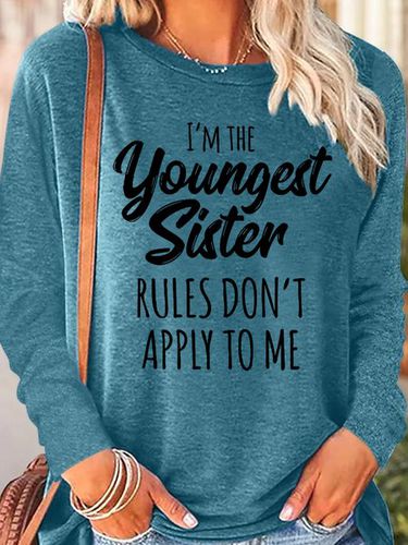 Womens Funny Sister Gift Youngest Sister Casual Top - Just Fashion Now - Modalova