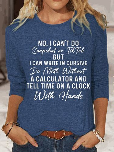 Womens Funny No I Can't Do Snapchat Or TikTok Letters Top - Modetalente - Modalova