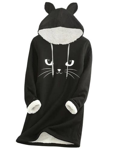 Cute Cat Fleece Warm Hooded Sweater - Just Fashion Now - Modalova