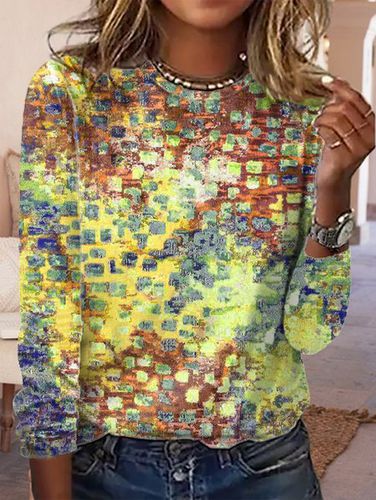 Loose Abstract Long sleeve Casual T-Shirt - Modetalente - Modalova