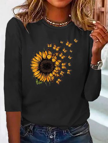 Sunflower Long sleeve Crew Neck T-Shirt - Just Fashion Now - Modalova