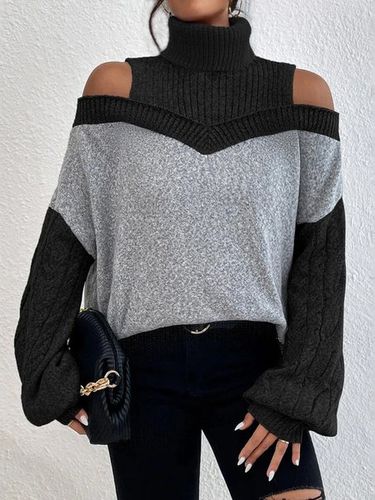 Casual Color Block Turtleneck Sweater tunic - Modetalente - Modalova