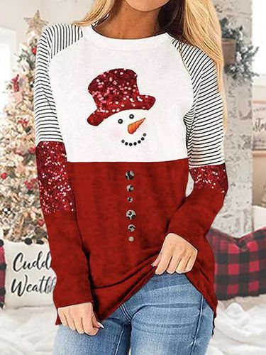 Crew Neck Casual Christmas T-Shirt - Just Fashion Now - Modalova