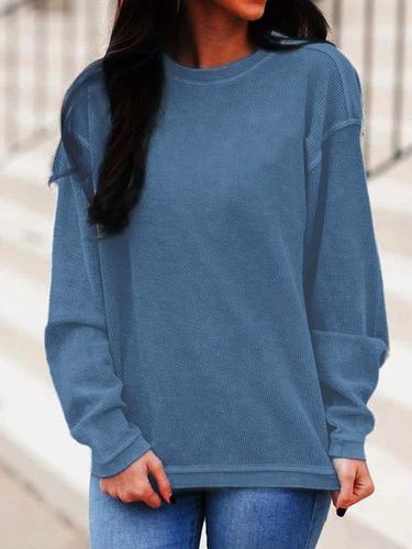 Blue Casual Solid Crew Neck Shirt & Top - Just Fashion Now - Modalova