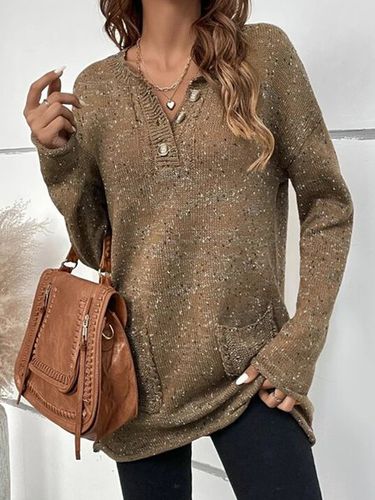 V Neck Knitted Loose Sweater - Modetalente - Modalova