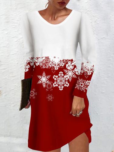 Women's Casual Snowflake Holiday Party V Neck Dress - Modetalente - Modalova