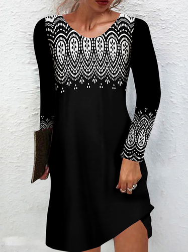Women's Regular Fit Geometric Casual Dress - Modetalente - Modalova
