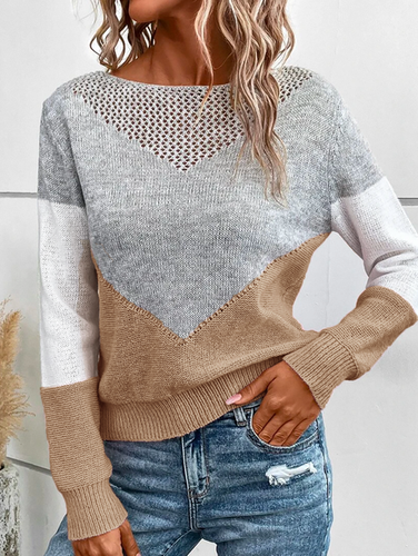 Loose Casual Color Block Sweater - Modetalente - Modalova