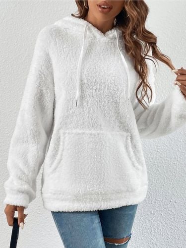Casual Long sleeve Hoodie Fluff/Granular Fleece Fabric Plain Sweatshirt - Modetalente - Modalova