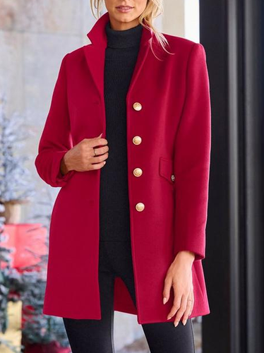 Lapel Collar Plain Casual Loose Overcoat - Just Fashion Now UK - Modalova