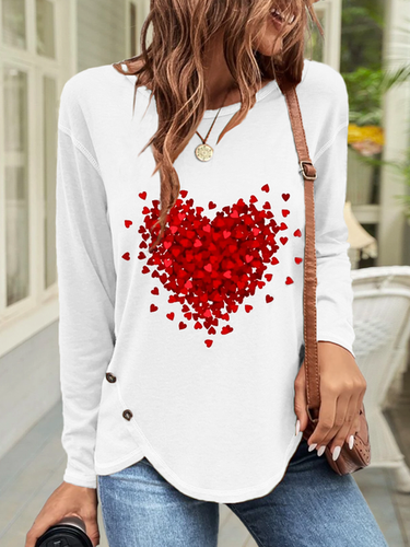 Casual Buttoned Heart T-Shirt - Modetalente - Modalova