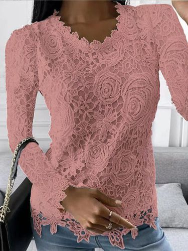 Lace Regular Fit Casual Lace Top - Just Fashion Now - Modalova