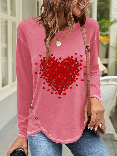 Casual Buttoned Heart T-Shirt - Modetalente - Modalova