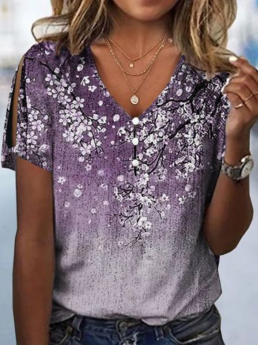 Floral Casual Jersey Loose Shirt - Modetalente - Modalova