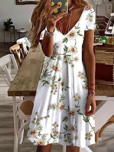 Loose Casual Jersey Printing Dress - Modetalente - Modalova