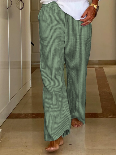 Linen Striped Loose Cotton And Linen Pants - Just Fashion Now UK - Modalova