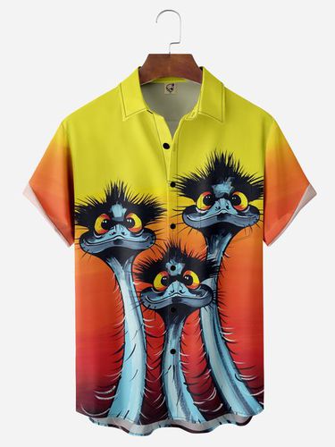 Ostrich Chest Pocket Short Sleeves Casual Shirt - Modetalente - Modalova