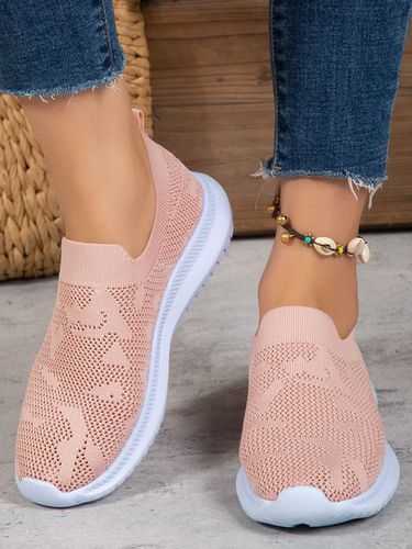Breathable Hollow Out Non-Slip Flyknit Slip On Sneakers - Just Fashion Now - Modalova