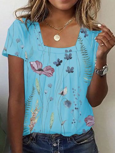 Casual Loose Floral T-Shirt - Just Fashion Now - Modalova