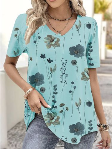 Jersey Casual Loose Floral Shirt - Just Fashion Now - Modalova