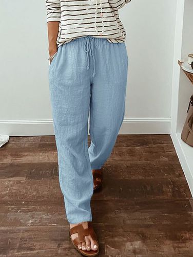 Casual Loose Plain Cotton Pants - Just Fashion Now - Modalova