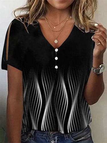 Polka Dots Casual Loose Buttoned T-Shirt - Just Fashion Now - Modalova