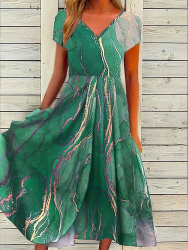 Abstract Printed Casual A-Line Dress - Modetalente - Modalova