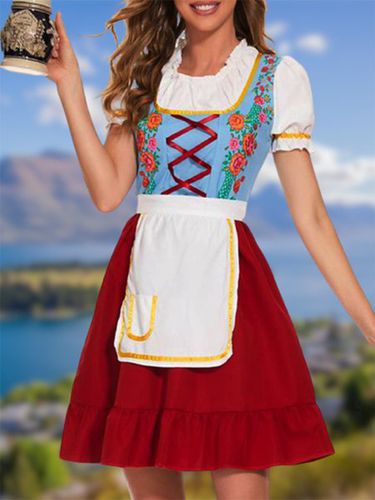 Oktoberfest Bavarian Traditional Beer Short Sleeve Floral Dress - Modetalente - Modalova