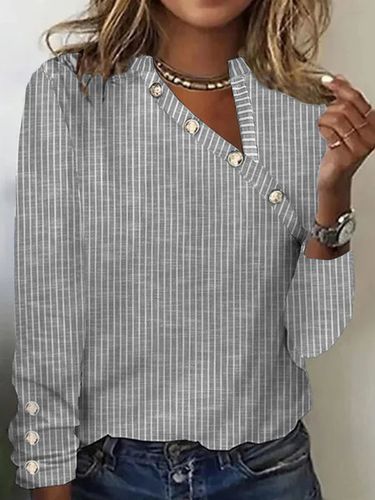 Buttoned Casual Asymmetrical Loose T-Shirt - Just Fashion Now - Modalova