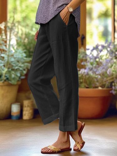 Plain Linen Cotton And Linen Loose Pants - Just Fashion Now - Modalova