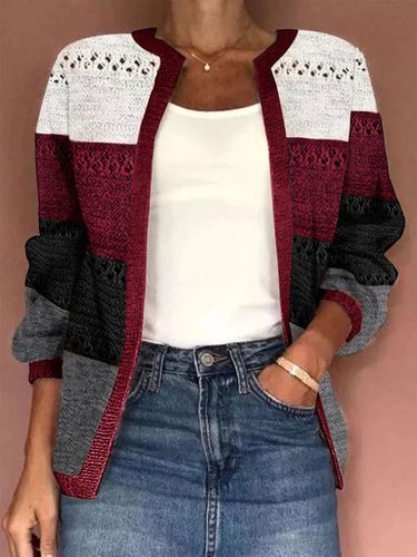 Jacquard Wrap Casual Cardigan - Just Fashion Now - Modalova