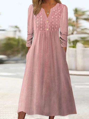 Plain Loose Lace Casual Dress - Just Fashion Now - Modalova