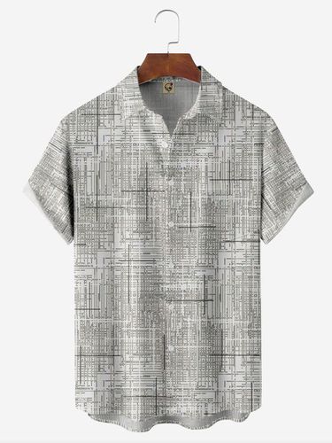 Abstract Chest Pocket Short Sleeve Casual Shirt - Modetalente - Modalova