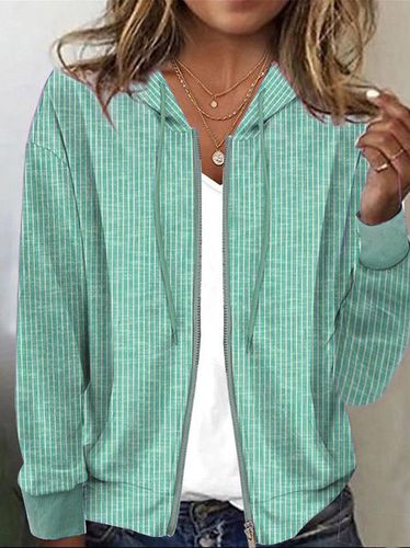 Knitted Loose Striped Casual Jacket - Just Fashion Now - Modalova